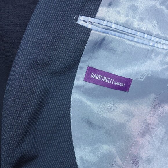 Bartorelli Napoli Classic blue checks Wool  Men's Blazer Italy size 48 - Picture 9 of 9